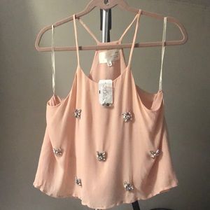 JOA Los Angeles - M - Embellished Pink Blouse